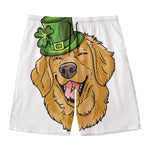 Patrick's Day Golden Retriever Print Men's Swim Trunks