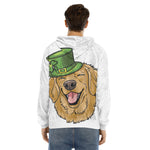 Patrick's Day Golden Retriever Print Men's Velvet Pullover Hoodie