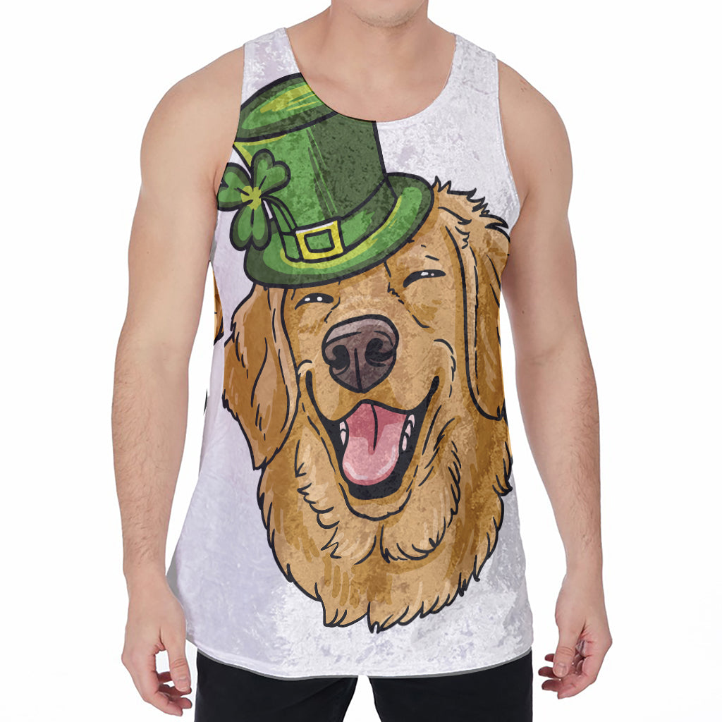 Patrick's Day Golden Retriever Print Men's Velvet Tank Top