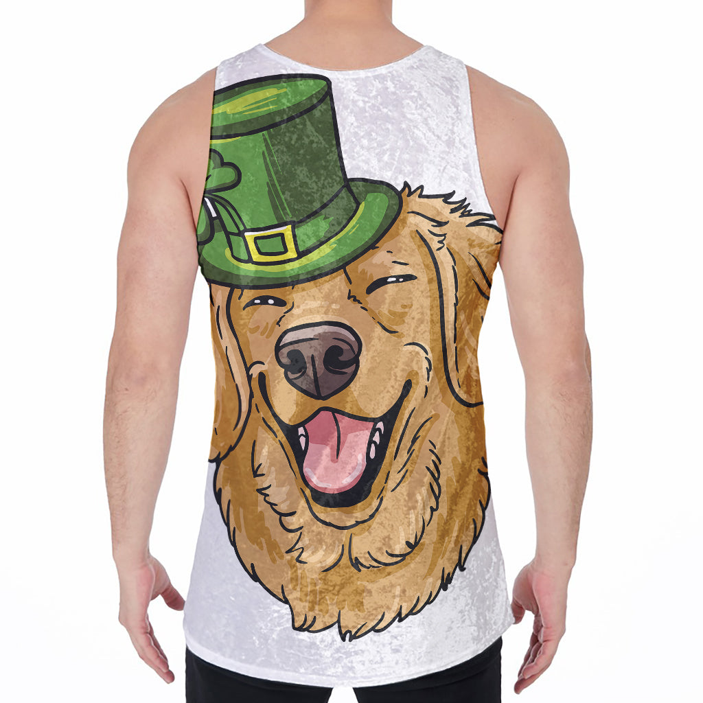 Patrick's Day Golden Retriever Print Men's Velvet Tank Top