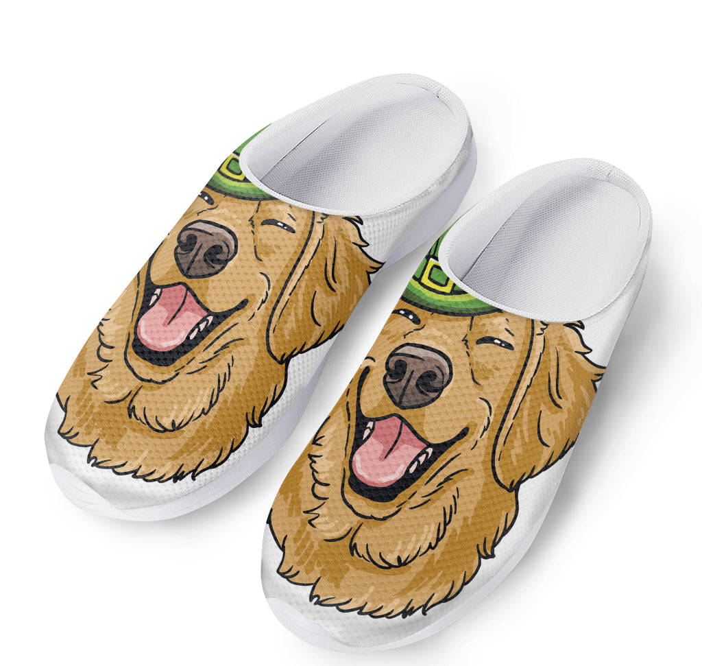 Patrick's Day Golden Retriever Print Mesh Casual Shoes