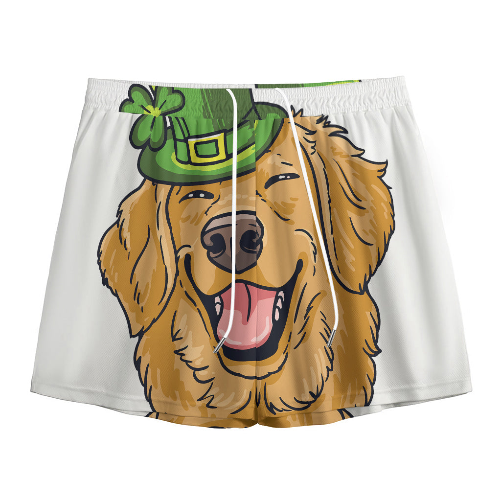 Patrick's Day Golden Retriever Print Mesh Shorts