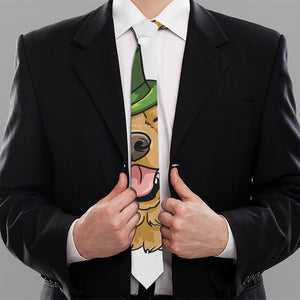 Patrick's Day Golden Retriever Print Necktie