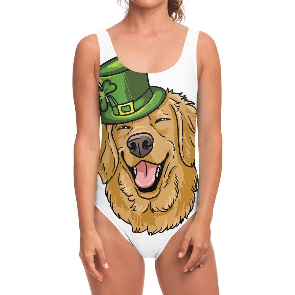 Patrick's Day Golden Retriever Print One Piece Swimsuit