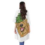 Patrick's Day Golden Retriever Print Open Front Beach Cover Up