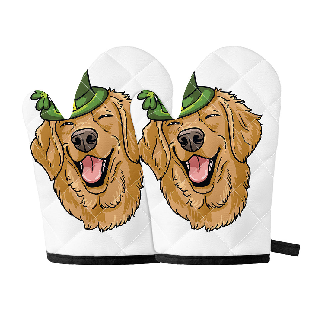 Patrick's Day Golden Retriever Print Oven Mitts