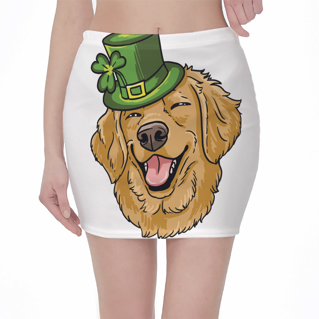 Patrick's Day Golden Retriever Print Pencil Mini Skirt