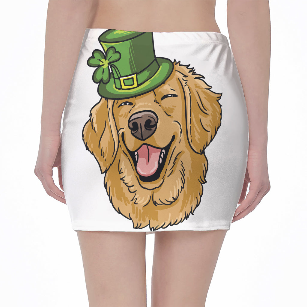 Patrick's Day Golden Retriever Print Pencil Mini Skirt