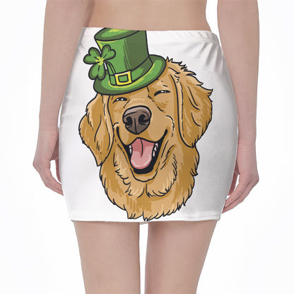 Patrick's Day Golden Retriever Print Pencil Mini Skirt