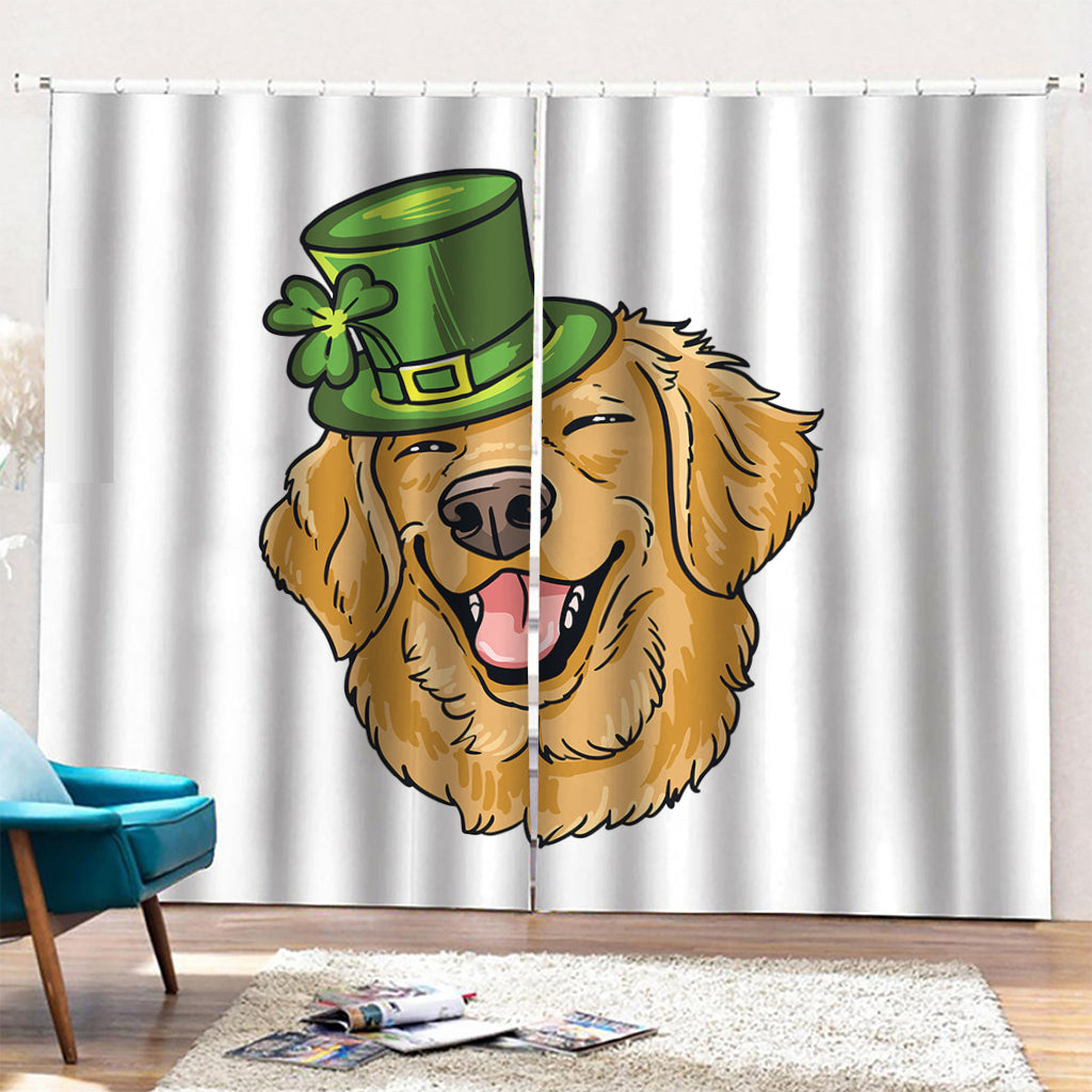 Patrick's Day Golden Retriever Print Pencil Pleat Curtains