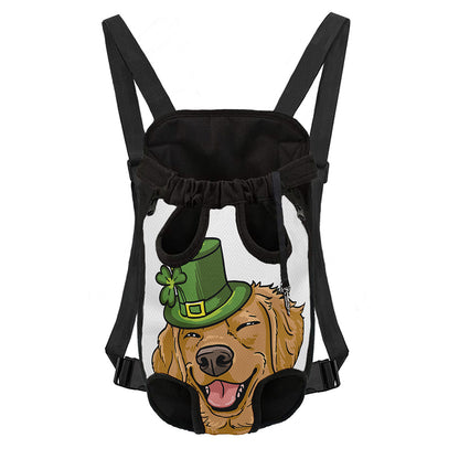 Patrick's Day Golden Retriever Print Pet Carrier Backpack
