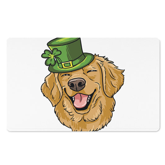 Patrick's Day Golden Retriever Print Polyester Doormat