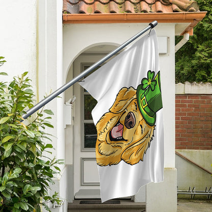 Patrick's Day Golden Retriever Print Polyester Flag