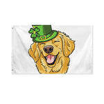 Patrick's Day Golden Retriever Print Polyester Flag