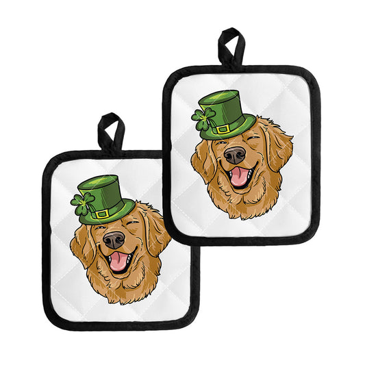 Patrick's Day Golden Retriever Print Pot Holders