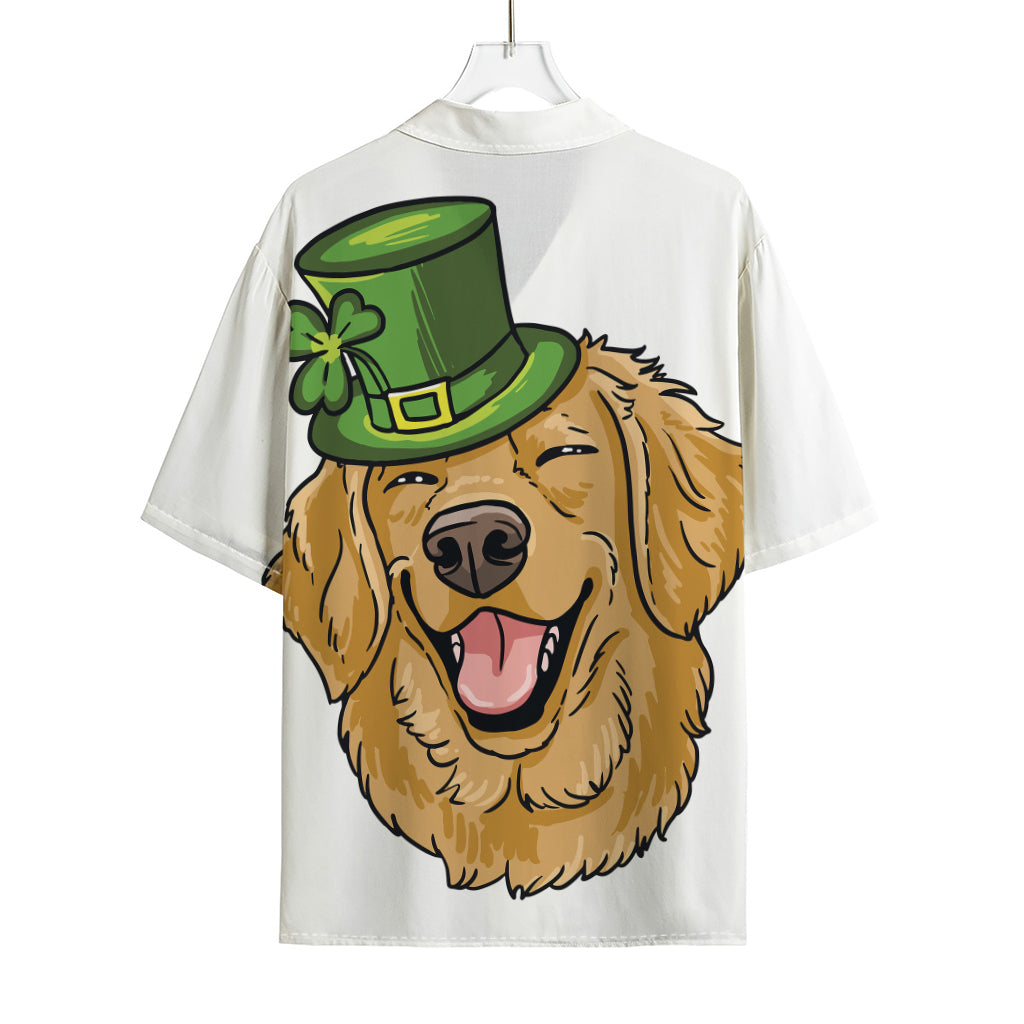 Patrick's Day Golden Retriever Print Rayon Hawaiian Shirt