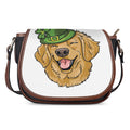Patrick's Day Golden Retriever Print Saddle Bag