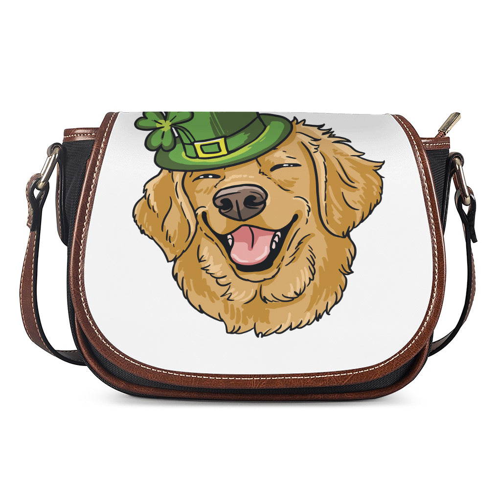 Patrick's Day Golden Retriever Print Saddle Bag