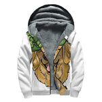 Patrick's Day Golden Retriever Print Sherpa Lined Zip Up Hoodie