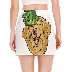 Patrick's Day Golden Retriever Print Side Slit Mini Skirt