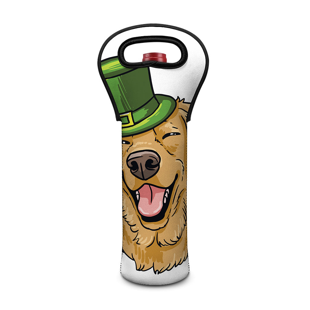 Patrick's Day Golden Retriever Print Single Neoprene Wine Tote