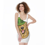 Patrick's Day Golden Retriever Print Sleeveless Bodycon Dress