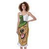 Patrick's Day Golden Retriever Print Slim Fit Midi Cami Dress