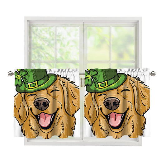 Patrick's Day Golden Retriever Print Tier Curtains