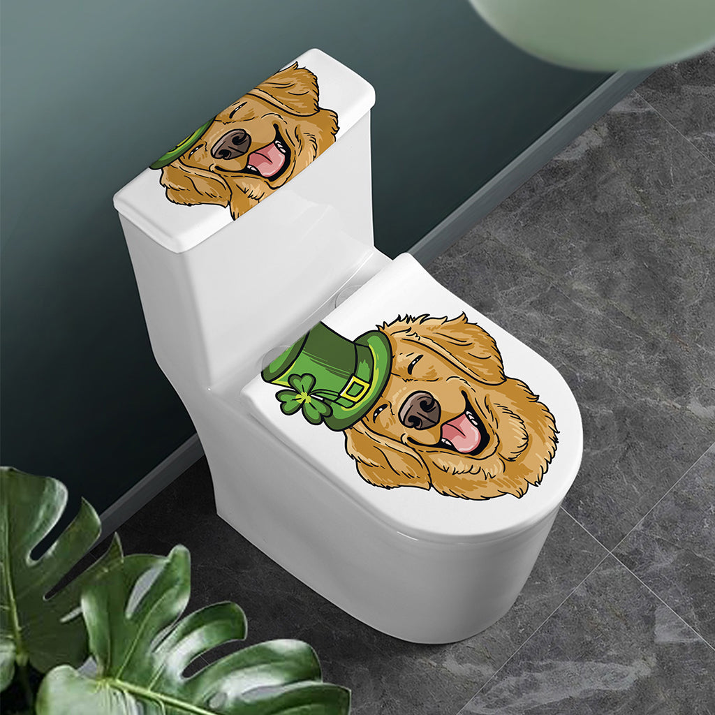 Patrick's Day Golden Retriever Print Toilet Lid And Tank Cover Set