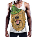 Patrick's Day Golden Retriever Print Men's Workout Tank Top