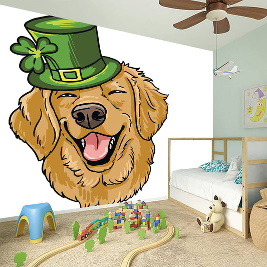 Patrick's Day Golden Retriever Print Wall Sticker