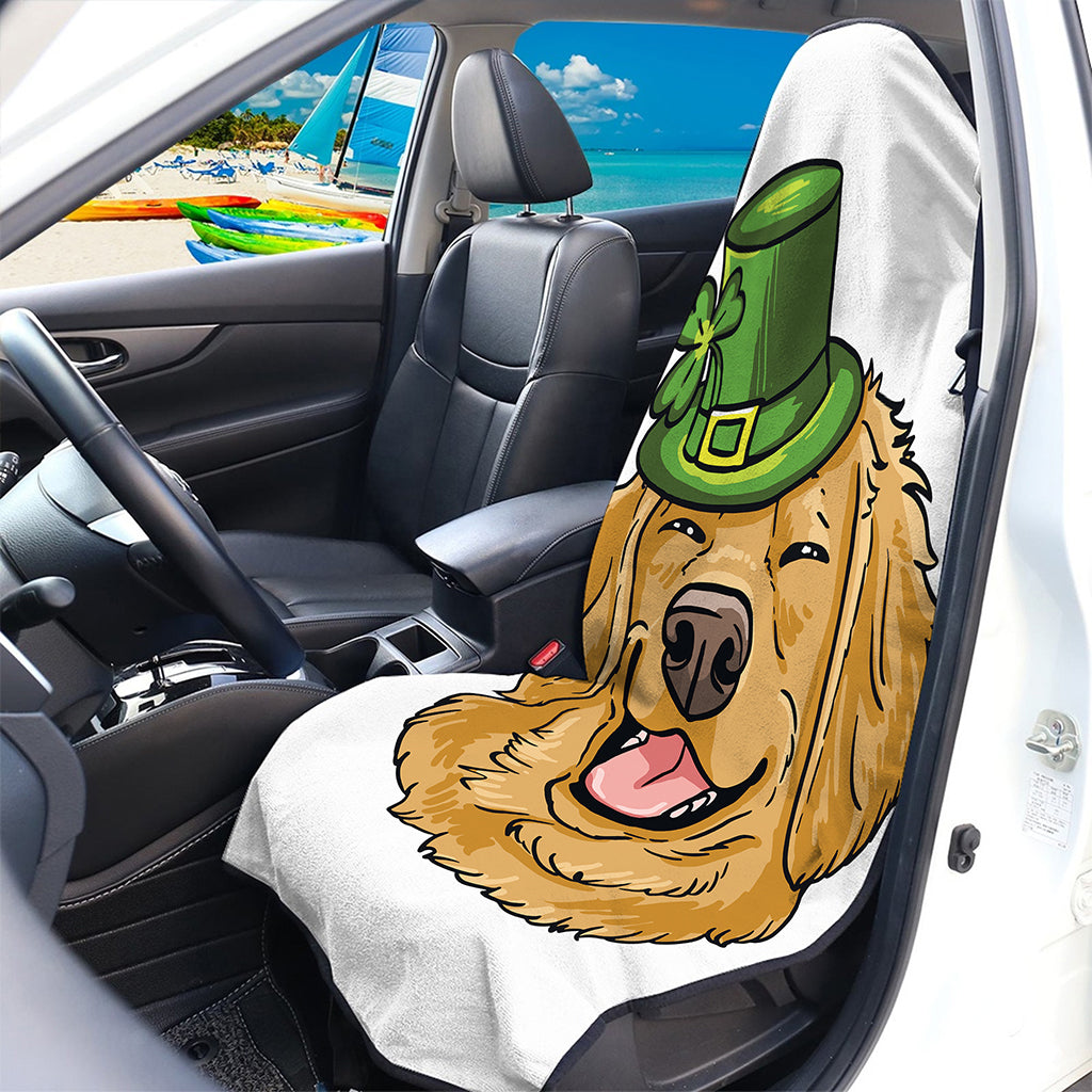 Patrick's Day Golden Retriever Print Waterproof Car Seat Cover