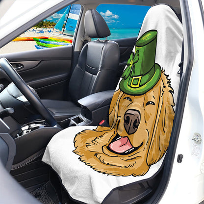Patrick's Day Golden Retriever Print Waterproof Car Seat Cover