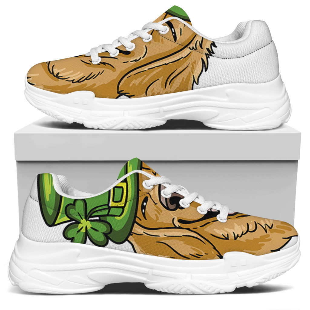 Patrick's Day Golden Retriever Print White Chunky Shoes