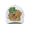 Patrick's Day Golden Retriever Print White Mesh Trucker Cap