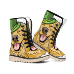 Patrick's Day Golden Retriever Print Winter Boots