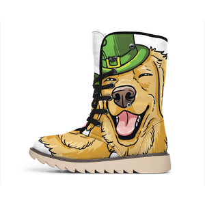 Patrick's Day Golden Retriever Print Winter Boots