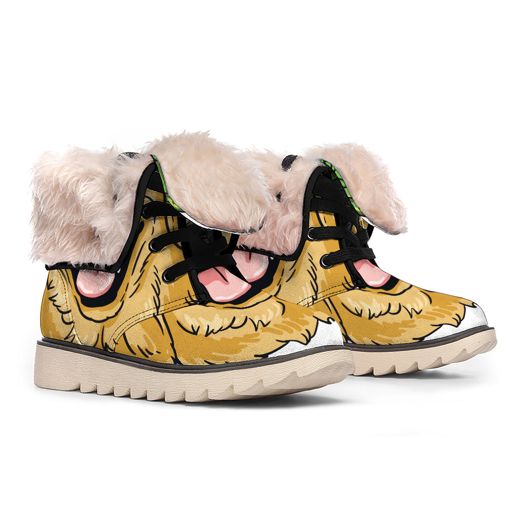 Patrick's Day Golden Retriever Print Winter Boots