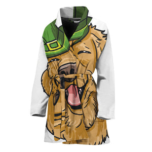 Patrick's Day Golden Retriever Print Women's Bathrobe