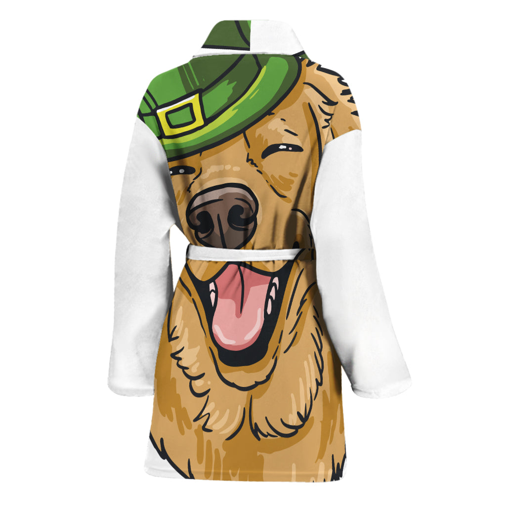 Patrick's Day Golden Retriever Print Women's Bathrobe