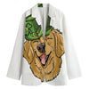 Patrick's Day Golden Retriever Print Women's Blazer