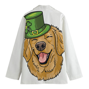 Patrick's Day Golden Retriever Print Women's Blazer