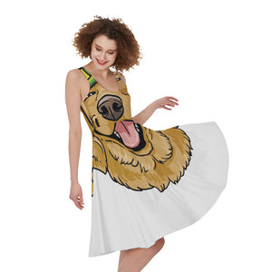 Patrick's Day Golden Retriever Print Women's Sleeveless Dress