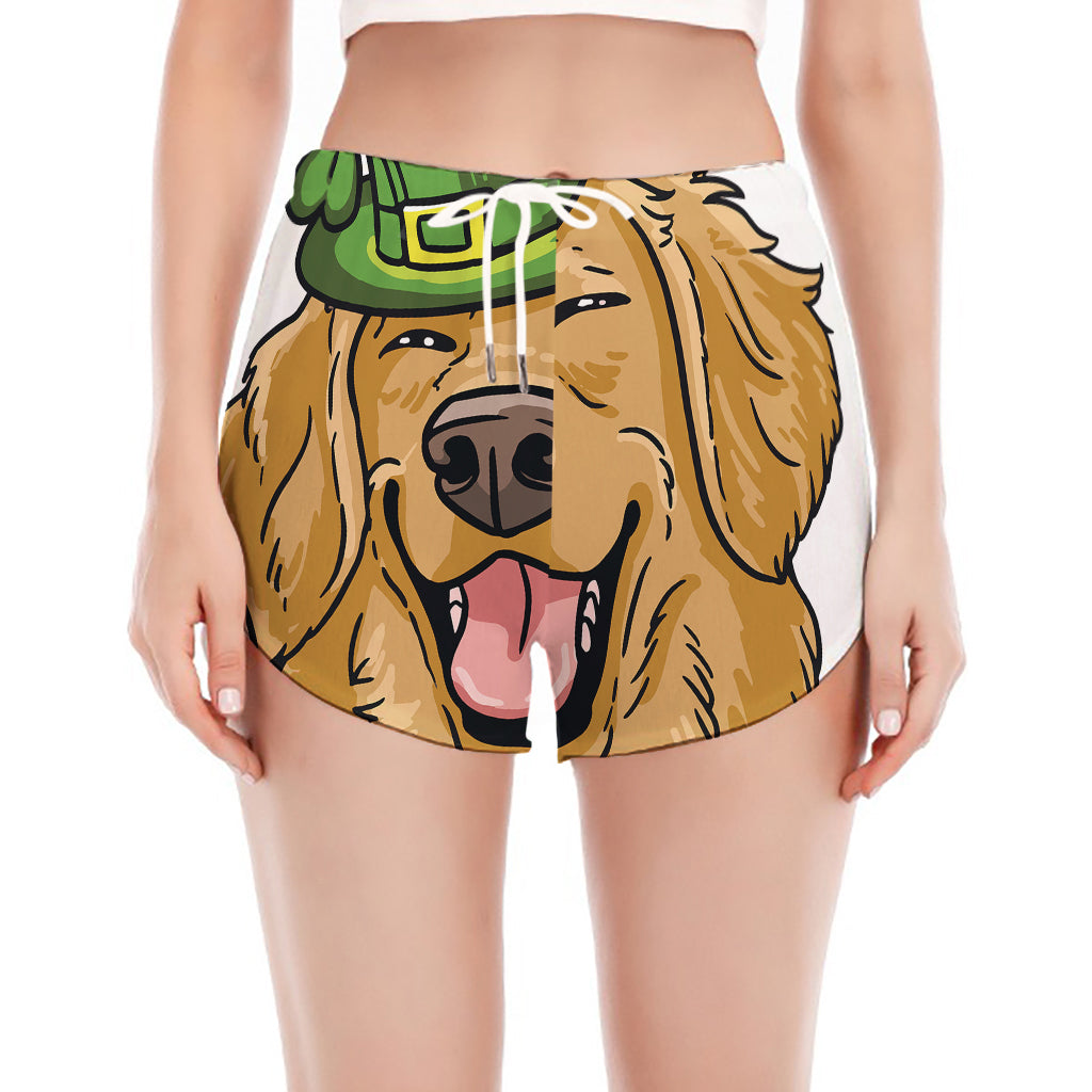 Patrick's Day Golden Retriever Print Women's Split Running Shorts