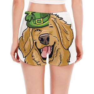 Patrick's Day Golden Retriever Print Women's Split Running Shorts