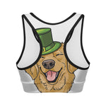 Patrick's Day Golden Retriever Print Women's Sports Bra