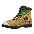 Patrick's Day Golden Retriever Print Padded Collar Lace Up Boots