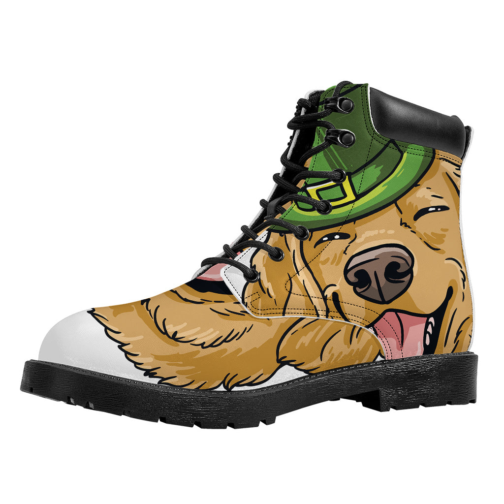 Patrick's Day Golden Retriever Print Work Boots