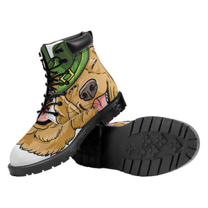 Patrick's Day Golden Retriever Print Work Boots