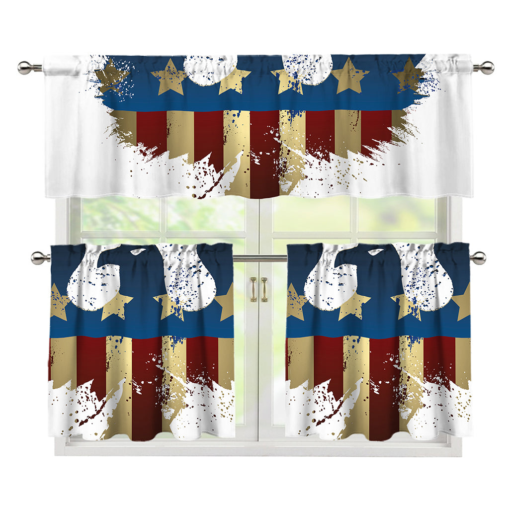Patriotic American Eagle Print 3 Piece Kitchen Curtains